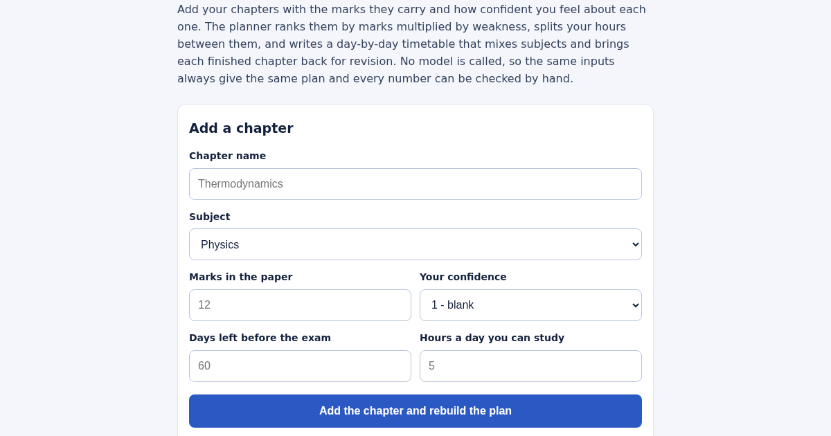 JEE & NEET Revision Planner with Day-by-Day Timetable